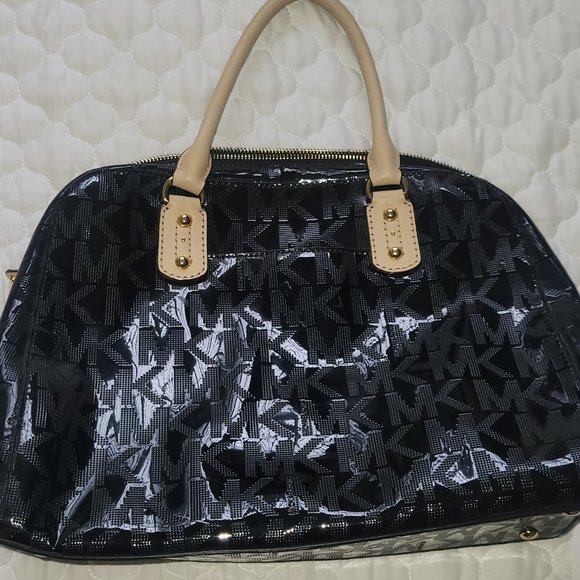 Michael Kors signature mirror black logo satchel bag - Picture 6 of 8